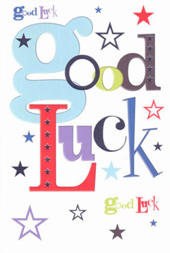 This vivid good luck card embodies an energetic spirit, immediately capturing the lively character of Totteridge's residential streets. Its bold, inviting 'g' in soft baby-blue draws the eye, echoed by confident letters in shades of ruby red and regal purple that suggest both playfulness and depth. Set against a pristine white background-reminiscent of sunlight filtering through the trees on Totteridge Common-the sprinkling of stars in inky blues, sky-washed lavenders, and fresh spring greens feels as magical as spotting wildflowers along the walking trails. The interplay of diverse fonts and lively colours creates a fusion of encouragement and anticipation, evoking the warmth of neighbours rooting for each other at the local cricket club. There's a welcoming smoothness to the card's surface, akin to the feeling of running your hand along a newly tied ribbon, offering gentle reassurance with every touch. Perfect for marking a promotion at a Whetstone office or a child's leap into a new school year, this card imparts that special sense of being known and encouraged. In Totteridge, where community ties run deep, the card's exuberance is a tangible reminder that good wishes are never far from home.